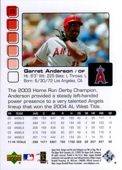 2005 Upper Deck Pros & Prospects #33 Garret Anderson Back