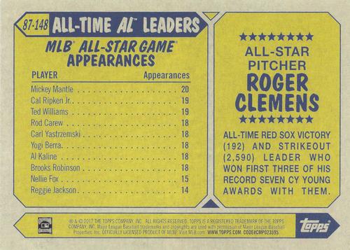2017 Topps 1987 Topps Baseball 30th Anniversary 5x7 - Black 5x7 #87-148 Roger Clemens Back