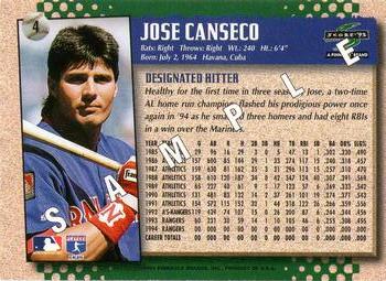 1995 Score - Samples #4 Jose Canseco Back