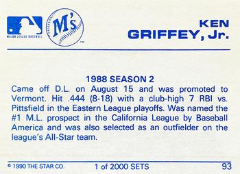 1990 Star Silver #93 Ken Griffey Jr. Back