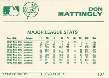 1990 Star Silver #137 Don Mattingly Back