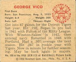 1950 Bowman #150 George Vico Back
