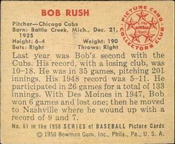1950 Bowman #61 Bob Rush Back