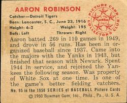 1950 Bowman #95 Aaron Robinson Back