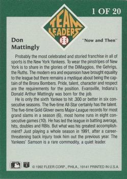 1992 Fleer - Team Leaders #1 Don Mattingly Back