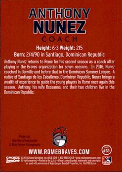 2018 Choice Rome Braves #31 Anthony Nunez Back