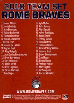 2018 Choice Rome Braves #35 Checklist Back
