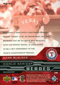 2005 Upper Deck - World Series Heroes #WS-44 Hank Blalock Back