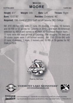 2010 Choice Vermont Lake Monsters #24 Wade Moore Back