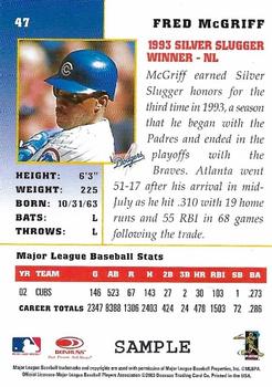 2003 Donruss Champions - Samples Silver #47 Fred McGriff Back