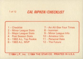 1988 Star Cal Ripken Jr. - Glossy #1 Cal Ripken Jr. Back