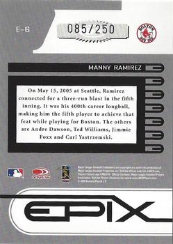 2005 Donruss Zenith - Epix Game Purple #E-6 Manny Ramirez Back