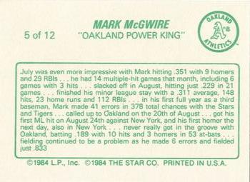1988 Star Mark McGwire (Yellow) - Glossy #5 Mark McGwire Back