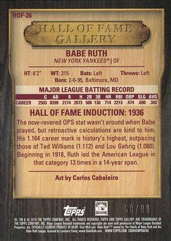 2018 Topps Gallery - Hall of Fame Gallery Blue #HOF-26 Babe Ruth Back