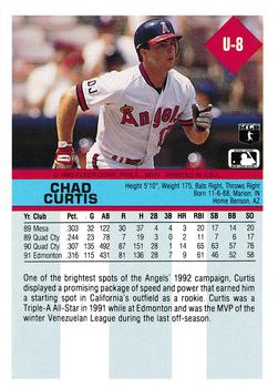 1992 Fleer Update #U-8 Chad Curtis Back