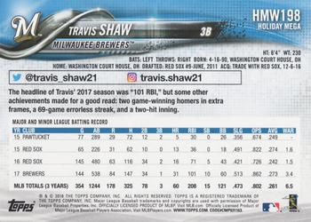 2018 Topps Holiday #HMW198 Travis Shaw Back