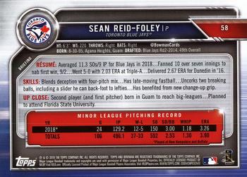 2019 Bowman #58 Sean Reid-Foley Back