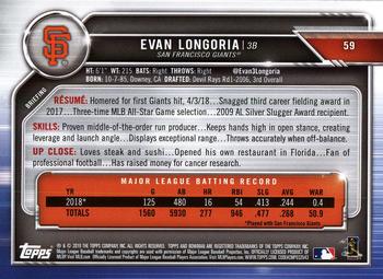 2019 Bowman #59 Evan Longoria Back