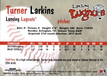 2018 Grandstand Lansing Lugnuts #NNO Turner Larkins Back