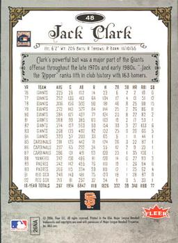 2006 Fleer Greats of the Game #48 Jack Clark Back