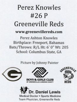 2018 Greeneville Reds #NNO Perez Knowles Back