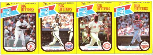 1987 Drake's Big Hitters Super Pitchers - Box Panels #16-19 Wade Boggs / Kevin Bass / Dave Parker / Kirby Puckett Front