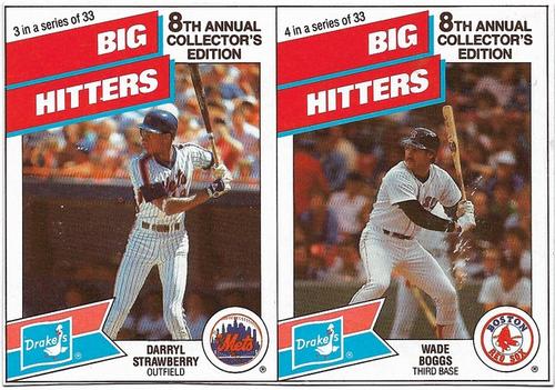 1988 Drake's Big Hitters Super Pitchers - Box Panels #3-4 Darryl Strawberry / Wade Boggs Front