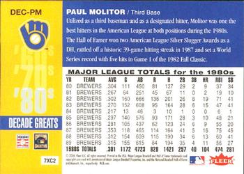 2006 Fleer Greats of the Game - Decade Greats #DEC-PM Paul Molitor Back