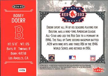 2006 Fleer Greats of the Game - Red Sox Greats #BOS-BD Bobby Doerr Back