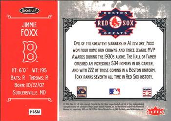 2006 Fleer Greats of the Game - Red Sox Greats #BOS-JF Jimmie Foxx Back