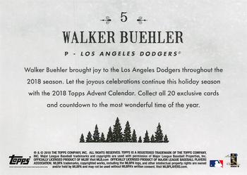 2018 Topps Advent Calendar #5 Walker Buehler Back