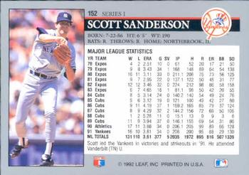 1992 Leaf #152 Scott Sanderson Back