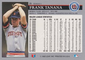 1992 Leaf #21 Frank Tanana Back