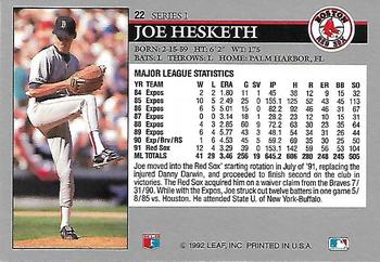 1992 Leaf #22 Joe Hesketh Back