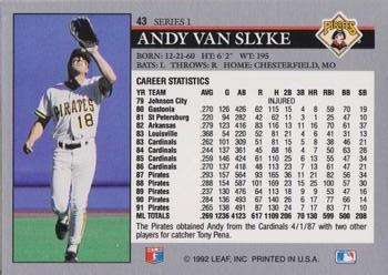 1992 Leaf #43 Andy Van Slyke Back