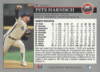 1992 Leaf #77 Pete Harnisch Back