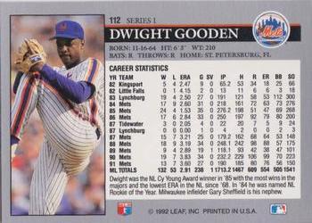 1992 Leaf #112 Dwight Gooden Back
