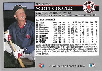 1992 Leaf #182 Scott Cooper Back