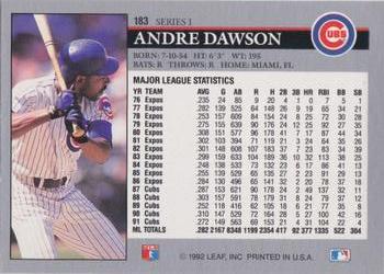 1992 Leaf #183 Andre Dawson Back