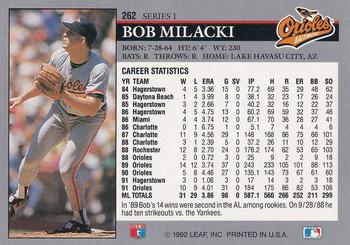 1992 Leaf #262 Bob Milacki Back
