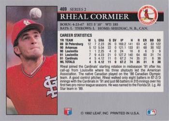 1992 Leaf #469 Rheal Cormier Back
