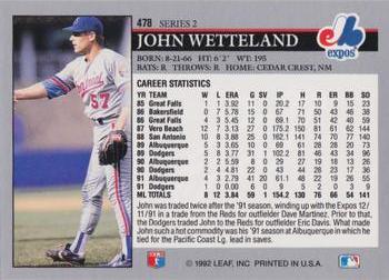 1992 Leaf #478 John Wetteland Back