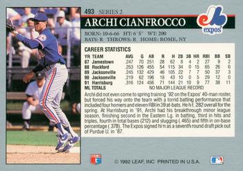1992 Leaf #493 Archi Cianfrocco Back