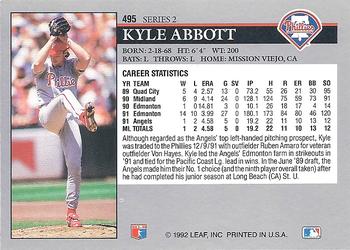 1992 Leaf #495 Kyle Abbott Back