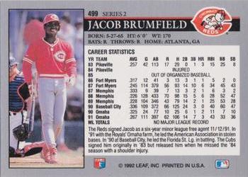 1992 Leaf #499 Jacob Brumfield Back