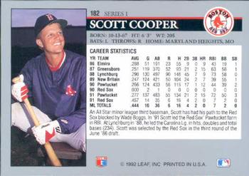 1992 Leaf #182 Scott Cooper Back