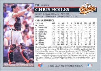 1992 Leaf #211 Chris Hoiles Back