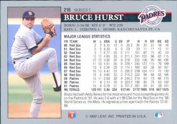 1992 Leaf #216 Bruce Hurst Back