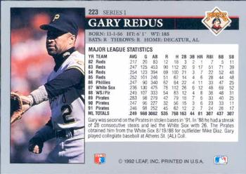 1992 Leaf #223 Gary Redus Back