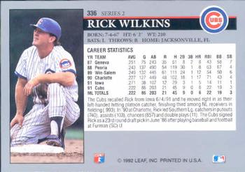 1992 Leaf #336 Rick Wilkins Back